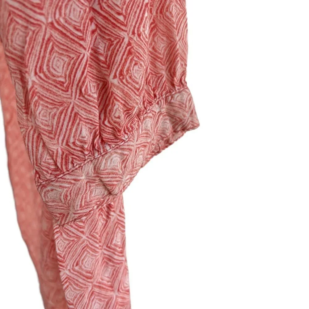 Grand & Greene V-Neck and ButtonTunic Size Large Orange and White EUC